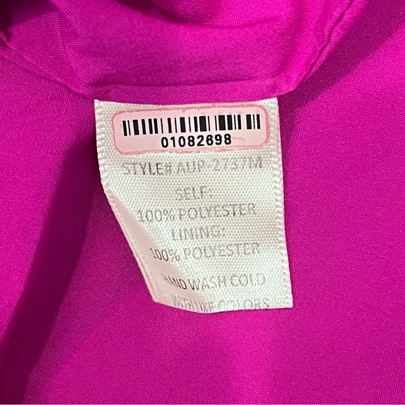 Amanda Uprichard x Le Tote Split Neck Magenta Fuchsia Maternity Babydoll Dress - Picture 11 of 13